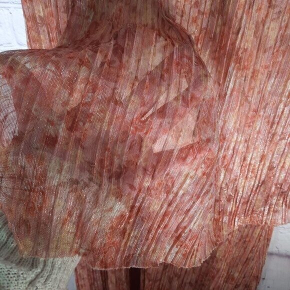 Haute Nites Metallic Orange Brown Sheer Maxi Dress - Picture 12 of 14